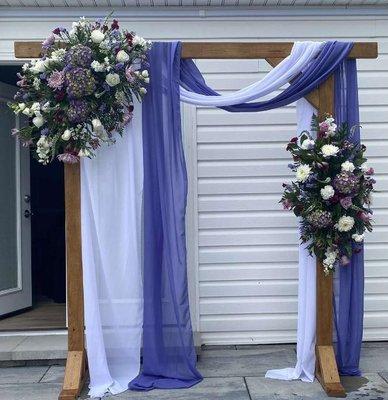 Purple and White Wedding Arbor Sprays