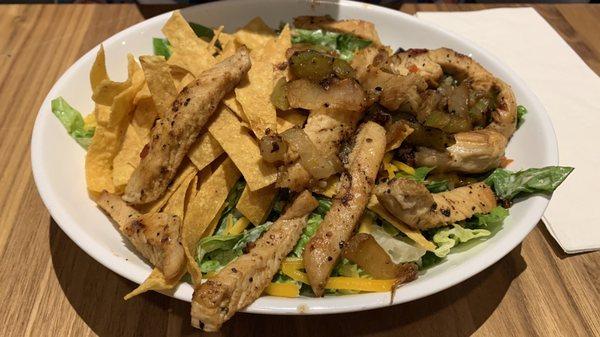 Chicken Fajita Salad $14, but to add the chicken costs an additional $8.