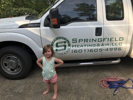 My daughter says thank you Springfield for getting our air up and running again!!!