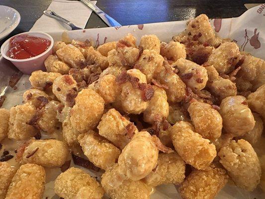 Tots with bacon and beer cheese