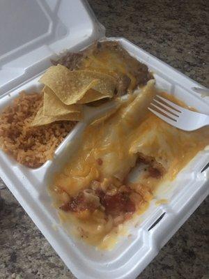 Cheese enchilada plate. Less than $6!