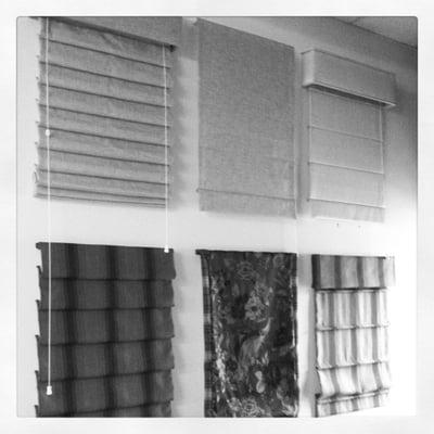 Custom roman shades on display