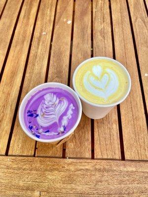 Ube latte is delicious! Turmeric latte is full of spices and is so comforting.