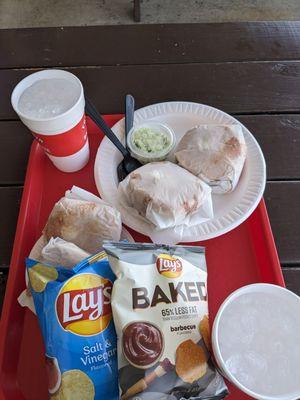 Two bbq sandwich specials and a side of  Coleslaw