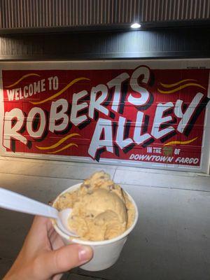 My yummy ice cream with the mural backdrop