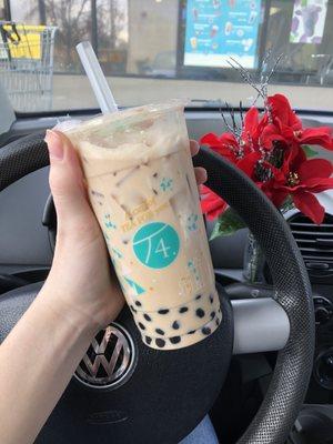 Earl grey milk tea with boba