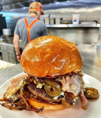 Our Challah burger buns at Little Kitchen HTX