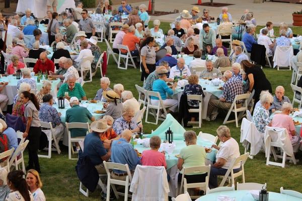 We offer many resident socials. Pictured- Old Man and the Sea Dinner May 2015.