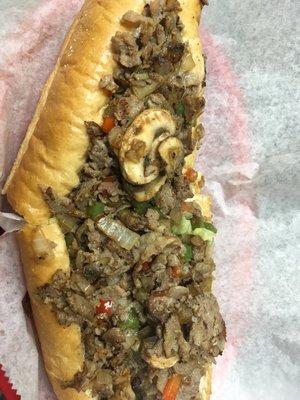 Cheesesteak with mushrooms and peppers