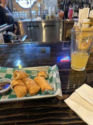 Pulled pork egg rolls, Summer Shandy