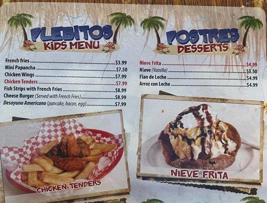 Kids Menu 10/2/22