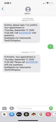 Our supposed to be eye exam schedule.