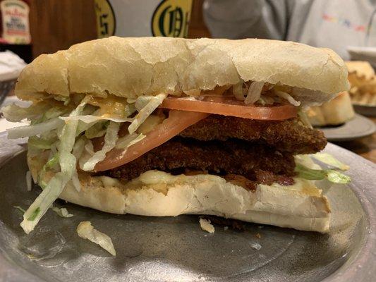 Oby's Chicken Sandwich with fried chicken.