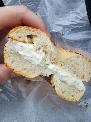 Everything Bagel Toasted with Scallion Cream Cheese