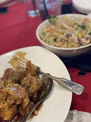 GF General Tso Chicken and GF Fried Rice