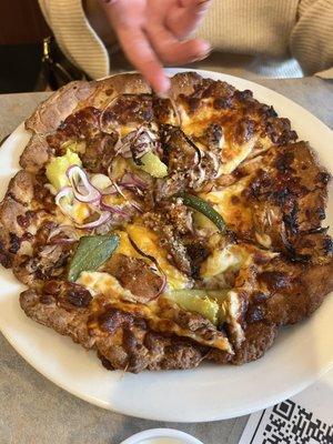 Meat lovers pizza, crazy good, so much flavor from the bottom up