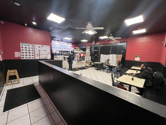 View from entrance. Dining area and counter in background