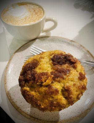 GF Gluten-Free Cinnamon Muffin + flat white