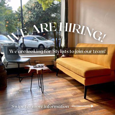 Our team is expanding! Applicants can send their resume to salon@501experience.com to be reviewed by our Management Team!!