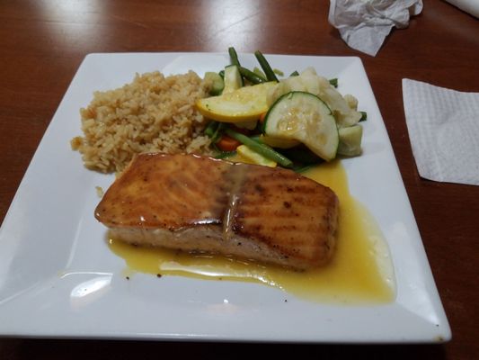 Salmon with rice pilaf