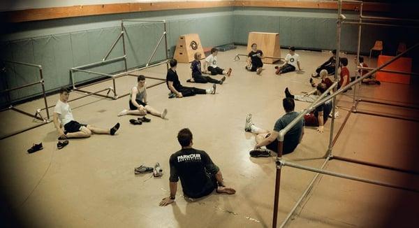 Stretching after one of the Adult Rec Classes on Friday evenings. (Somerville, 2014)