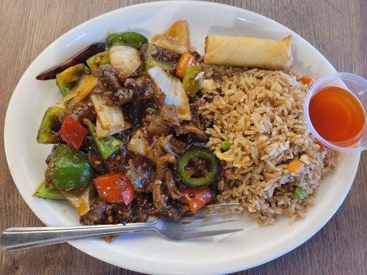 Szechuan beef lunch special with fried rice