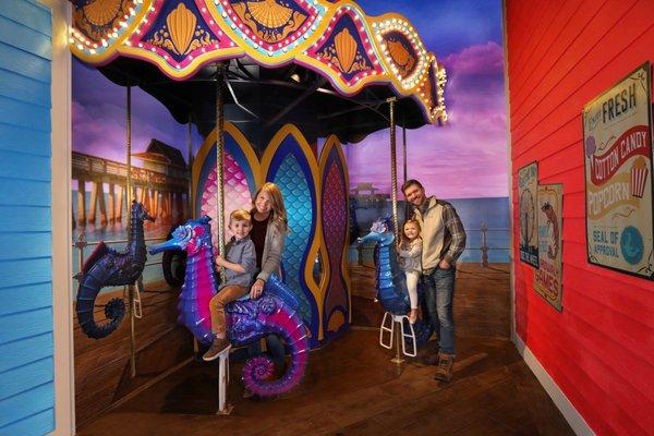 Get a photo of your family riding on giant seahorses