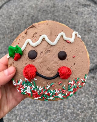 Cute gingerbread man cake-like frosted cookie!