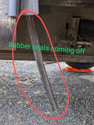 rubber seals coming off different locations of trailer