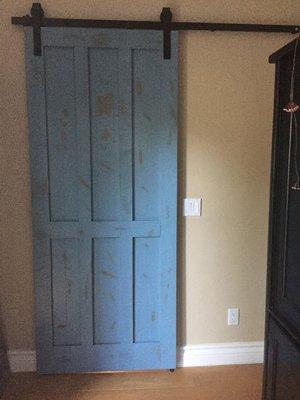 * Barn door * Distressed finish