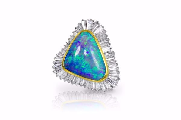 Black Opal and Diamond Ring