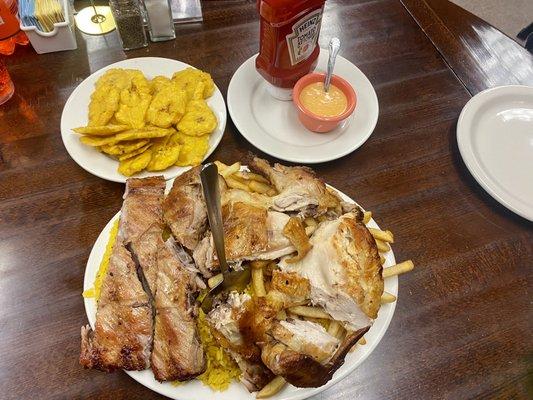 1/2 Chicken & Pork Ribs Combo and totones. Everything was so good.