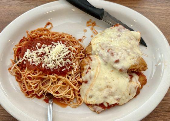 Pasta and chicken parmigiana