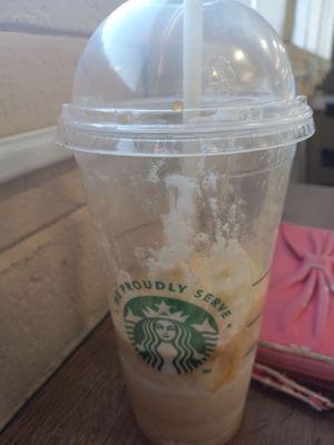 This is a Carmel Frappuccino from the Starbucks  they have there