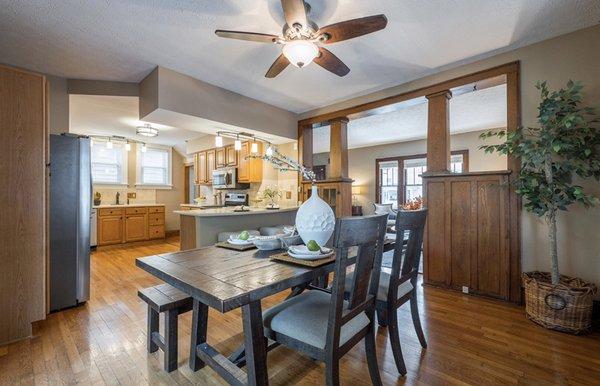 Dining room/all furniture and accessories provided by Staging with a touch of class!