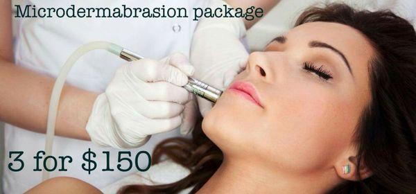 Microdermabrasion package 3 sessions for only $150. Saves you $45! Book yours today!