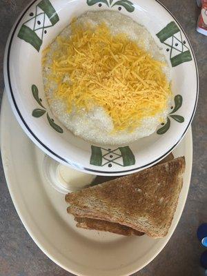 Grits with cheese & toast