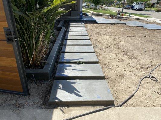 planter with stepping squares