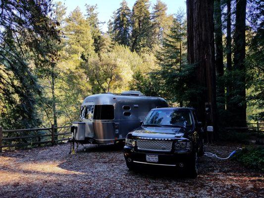 Our 19 international rental parked at Santa Cruz redwoods RV resort.