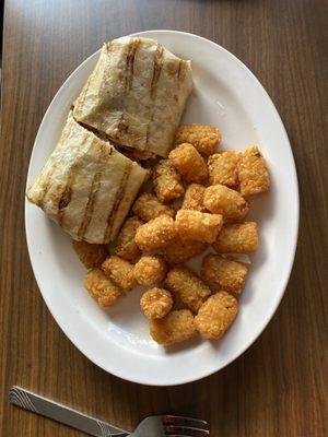 BLT wrap and tater tots!