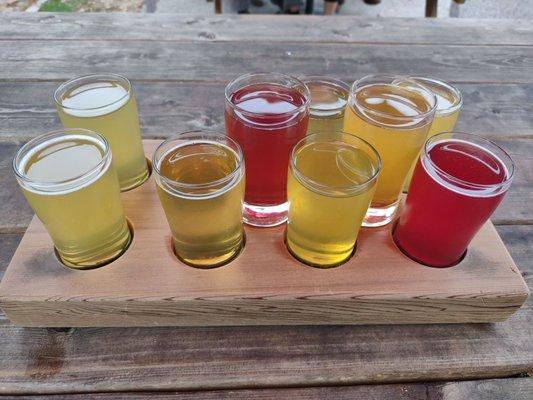 Our flight of 9 ciders