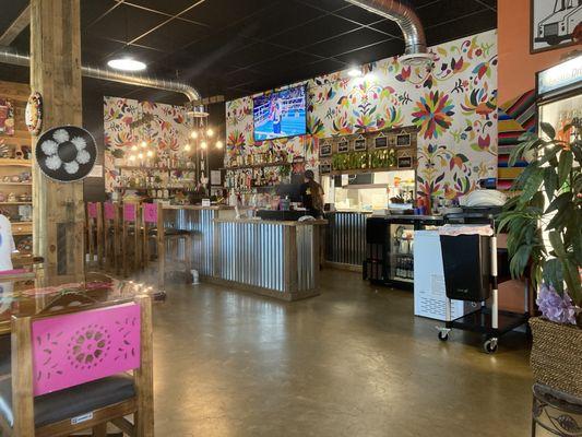 Dining area, bar, and cashier counter