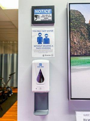 Face coverings are required at all times inside the office. Sanitizing dispensers are also placed throughout the office for your convenience