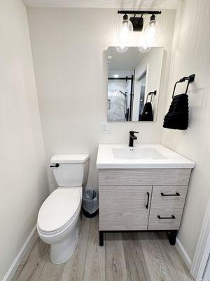 Common bath in the Pleasant Valley basement remodel