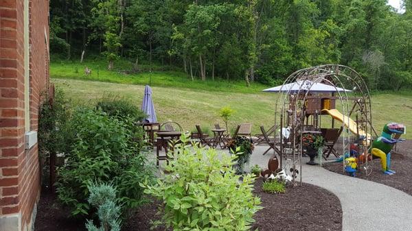 The best unknown coffee shop in the Ohio Valley - a relaxing patio at Nickys Garden Center on the back road to Oglebay.