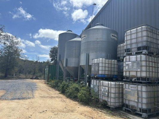 Outside grain silos