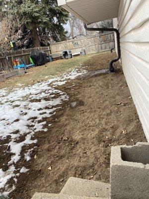 - Dirt area was an attempt at stopping leak in the basement, but turned into a mud pit with rain and snow.