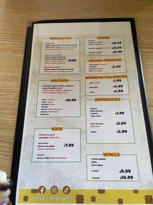 menu