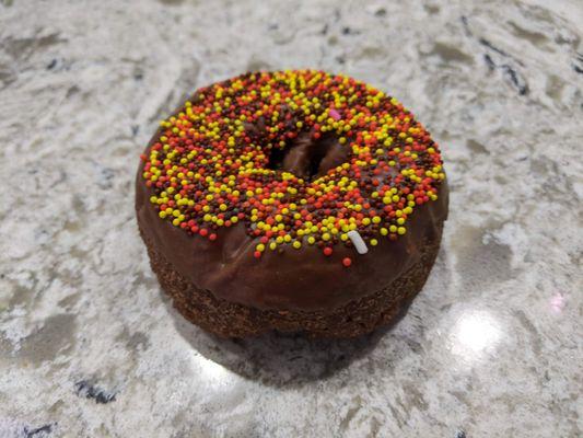 10/23/23 Chocolate Cake Donut with Chocolate Frosting and Sprinkles