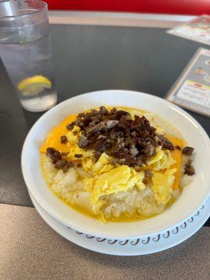 Sausage, Egg and Cheese Grits Bowl